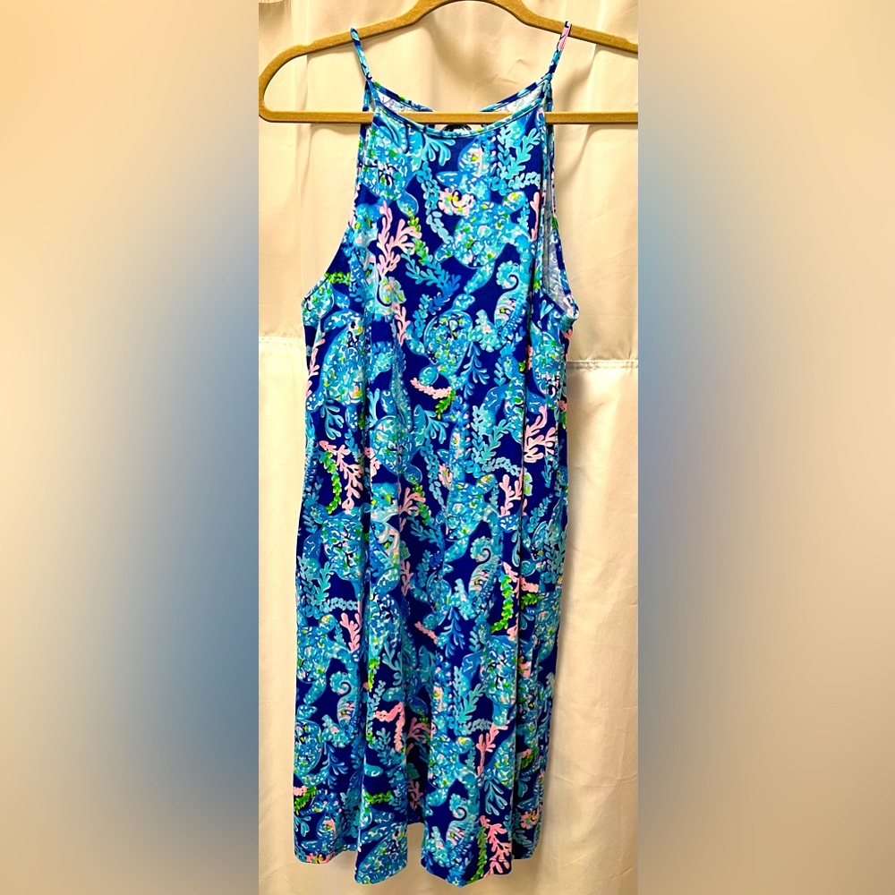 Lilly Pulitzer a-line blue sea turtle dress